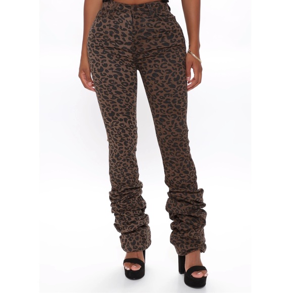 Stacked Leopard Pants - Picture 1 of 3